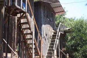 a wooden staircase leading up to a building at Bayrams Tree Houses in Olympos