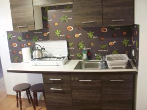 a kitchen with a sink and a counter top at Pokoje w Pucku u Ewy in Puck