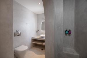 a bathroom with a toilet and a sink at Flisvos beach studios in Naxos Chora +59 photos