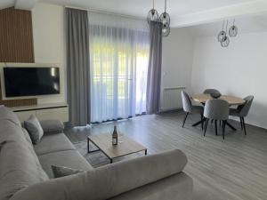 a living room with a couch and a table at BOK Holiday VILLAGE Kolasin in Kolašin