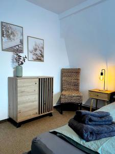 Postel nebo postele na pokoji v ubytování 3-Zimmerwohnung, 2 Bäder, Büsum (4km), Nordsee