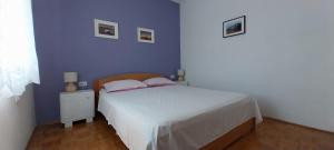 una camera da letto con un letto e una parete blu di Apartments Darija a Sveti Petar Altre 38 foto