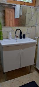a kitchen sink with a faucet in a bathroom at BpR P3 Lodge Apartment with A/C in Budapest +4 photos