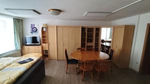 TV a/nebo společenská místnost v ubytování Altstadthaus Marille mit Innenhofterrasse