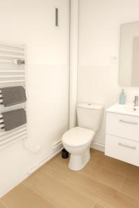 Un baño blanco con inodoro y lavabo. en Appartement de charme Digoin #8, en Digoin