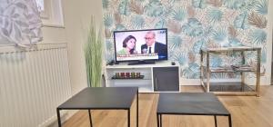 Televízia a/alebo spoločenská miestnosť v ubytovaní Maison - terrasse - 2 chambres - Aurillac