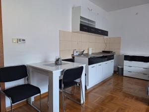 a kitchen with a table and chairs in a room at Studio Apartman NENA in Vrnjačka Banja