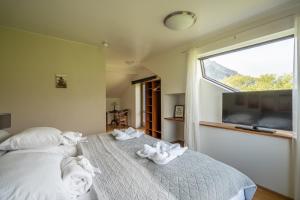 En TV eller et underholdningssystem på Hotel Skógá by EJ Hotels