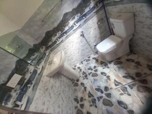 a dirty bathroom with a toilet and a sink at Forest Glen Nest in Bandarawela +5 photos