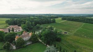 an aerial view of a estate with a vineyard at Parcel Tiny House Couronneau près du Périgord in Ligueux