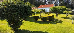 a park with a group of trees and a building at O Retiro de Bernardo in Teo