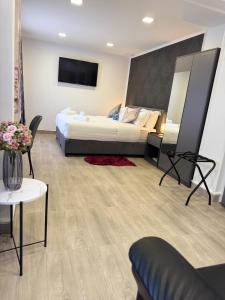 a hotel room with a bed and a tv at Alsago Lux in Sesvete