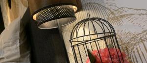 ein Vogelkäfig mit einer roten Frucht darin in der Unterkunft Chambres et tables d hôtes du Boiziller in Saint-Michel-Mont-Mercure