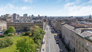 an aerial view of a city street with buildings at Blythswood Apartments - Experience Luxury Living in Glasgow