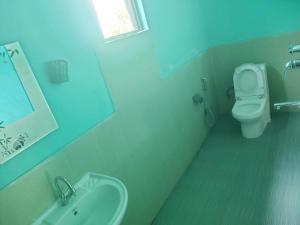 un bagno con un water e un lavandino di Ruru Riverside Hotel a Bharatpur