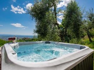 a jacuzzi tub in a yard with trees at Holiday Home Il Paradiso by Interhome in Massa e Cozzile +57 photos