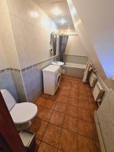 a bathroom with a toilet and a sink at Haunted House Majori in Jūrmala