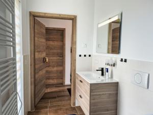 Bilik mandi di Holiday Home Der kleine Kranich by Interhome