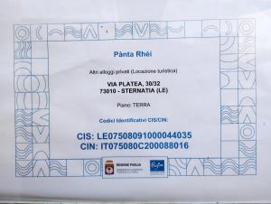 Certifikát, hodnocení, plakát nebo jiný dokument vystavený v ubytování Casetta nel borgo Panta Rhei