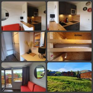 a collage of photos of a kitchen and a house at Pieds des pistes - Parking couvert - Plein sud in L'Alpe-d'Huez