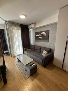 a living room with a couch and a table at Luxury Apartment Skopje 2 in Skopje