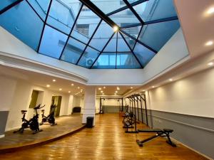 a gym with a glass ceiling with treadmills and exercise bikes at Estudio Lino in Córdoba