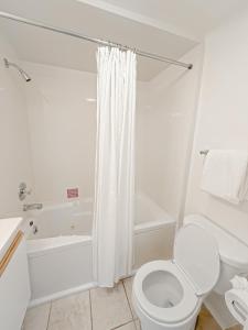 a white bathroom with a toilet and a shower at Treetop- Timberline Terraceunit29- Four Seasons in Four Seasons +30 photos