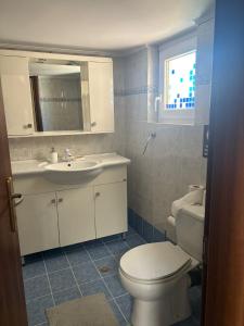 a bathroom with a white toilet and a sink at SMYRNA HOMES KALYOPi in Chios +20 photos