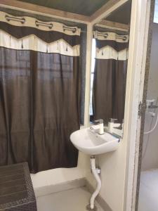 a bathroom with a sink and a shower at Krishna Bhavan And Events in Nāgaur