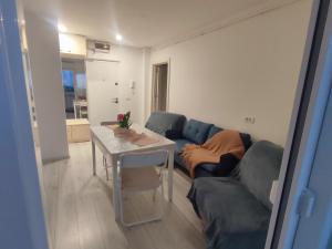 a living room with a couch and a table at Apartament Pelicanul in Tulcea