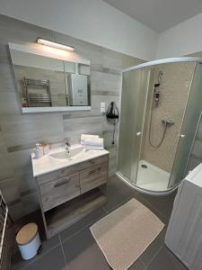 Koupelna v ubytování Mirabell apartman