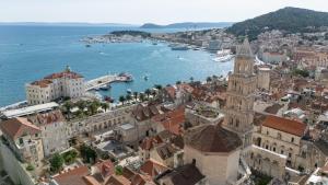 an aerial view of the city of dubrovnik and the ocean at Rooms Toni Palace in Split