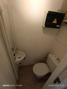 een kleine badkamer met toilet en wastafel bij City Center ground floor in Oostende