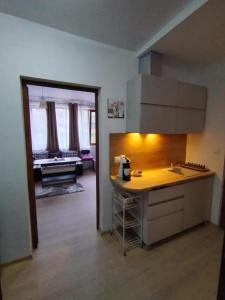 a kitchen with a sink and a counter top at Студио за гости -Синхрон- Трявна in Tryavna