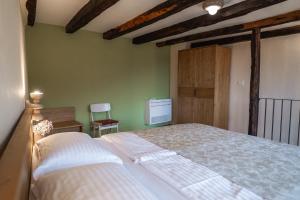 a bedroom with a bed and a tv in it at Dorče Authentic Country House in Kojsko