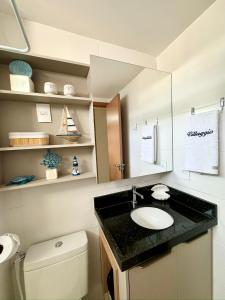 Vannituba majutusasutuses Flat decorado com vista mar- 502 Conforto para ate 6 pessoas