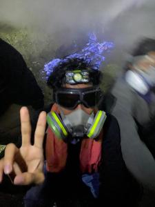 a person wearing a gas mask and goggles in the water at Bonsai Guesthouse Banyuwangi in Banyuwangi +33 photos