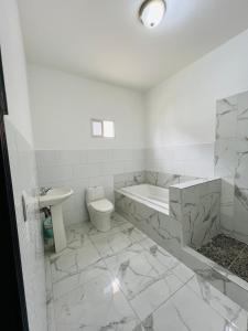 Moderna VIP Vereda Real في Danlí: حمام مع حوض استحمام ومرحاض ومغسلة