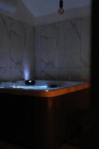 a bathroom with a counter with a sink in it at Holiday House Smilja in Ogulin +29 photos
