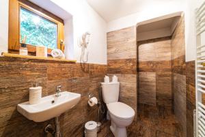 a bathroom with a toilet and a sink at Zruby Vila Mária Vysoké Tatry in Otilia +13 photos