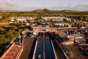 an overhead view of a train station in a city at La Gozadera Park RV 1 in Salinas +4 photos