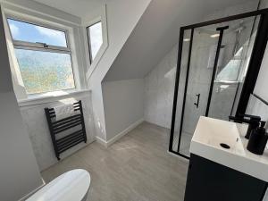 a bathroom with a toilet and a sink and a window at The Hebridean - Rooms & Apartments in Broadford +75 photos