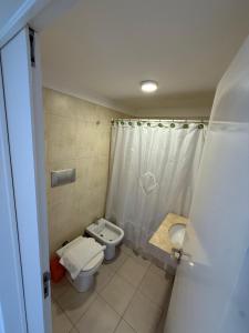 een badkamer met een toilet, een wastafel en een douche bij Apart Metropolitan in Buenos Aires +38 foto's