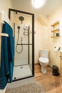 un baño con ducha y WC en Les cols, en Sainte-Marie-de-Cuines