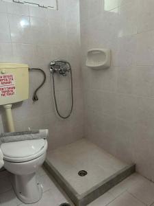 a bathroom with a toilet and a shower at Peyko Rooms in Keri