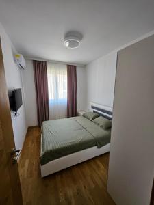 En eller flere senge i et værelse på Agape Bečići Apartment