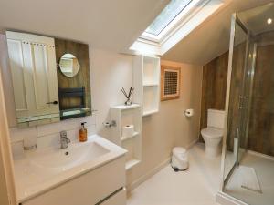 a bathroom with a sink and a toilet and a skylight at Underheron in Grasmere +37 photos