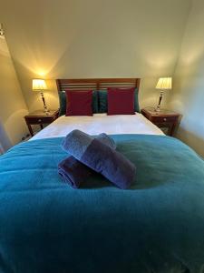 a bedroom with a bed with two pillows on it at Maleny Retreat - Pay 3 Stay 4 nights! First 3 bookings only! in Booroobin