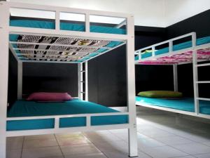a bedroom with two bunk beds in a room at Hostel Backpackers 44 in Yogyakarta +77 photos