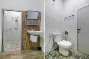 two pictures of a bathroom with a toilet and a sink at OYO 1140 Piyapruk Resort at Khaoyai in Ban Khanong Phra Klang (1) +85 photos